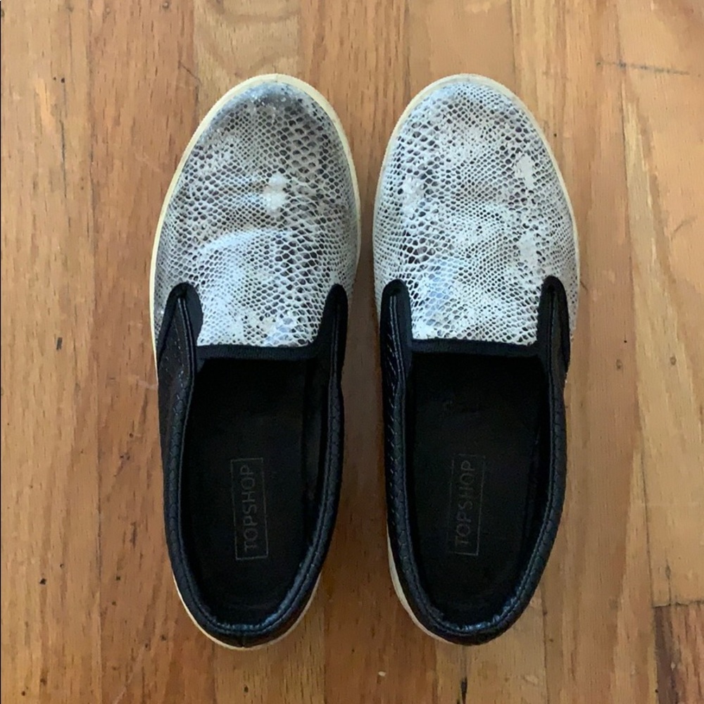 Topshop slip on sneakers snake skin effect